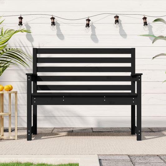 Garden Bench Black Solid Wood Pine