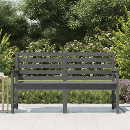 Garden Bench Grey Solid Wood Pine
