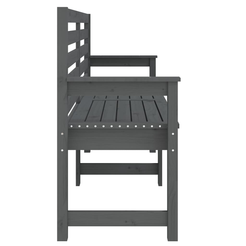 Garden Bench Grey Solid Wood Pine