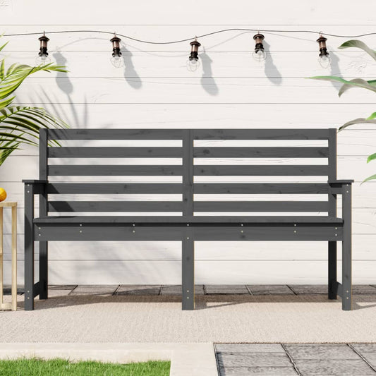 Garden Bench Grey Solid Wood Pine