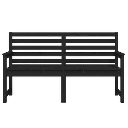 Garden Bench Black Solid Wood Pine