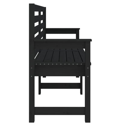 Garden Bench Black Solid Wood Pine