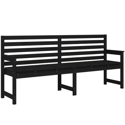 Garden Bench Black Solid Wood Pine