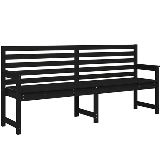 Garden Bench Black Solid Wood Pine