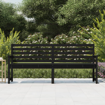 Garden Bench Black Solid Wood Pine