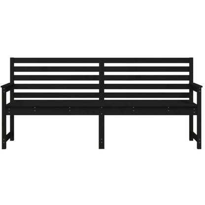 Garden Bench Black Solid Wood Pine