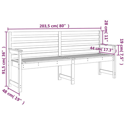 Garden Bench Black Solid Wood Pine