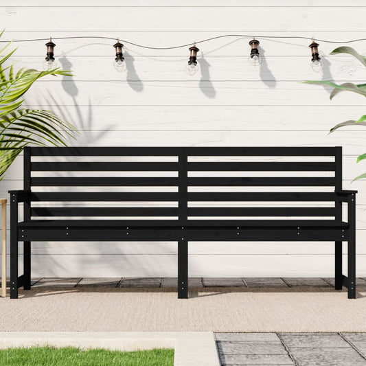 Garden Bench Black Solid Wood Pine