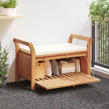 Garden Storage Bench With Cushion 126 Cm Solid Wood Acacia