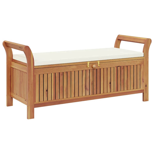 Garden Storage Bench With Cushion 126 Cm Solid Wood Acacia