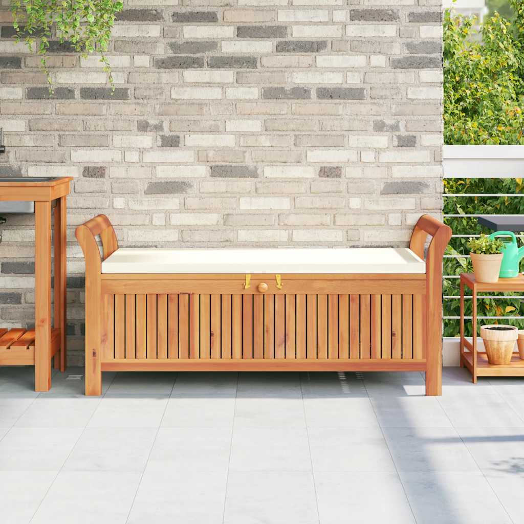 Garden Storage Bench With Cushion 126 Cm Solid Wood Acacia