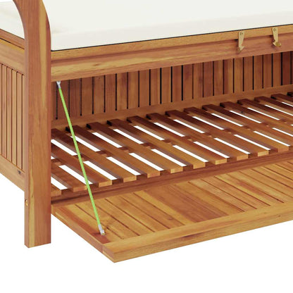 Garden Storage Bench With Cushion 126 Cm Solid Wood Acacia