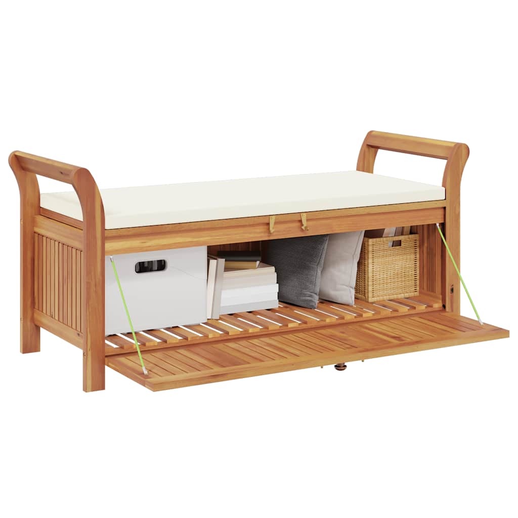Garden Storage Bench With Cushion 126 Cm Solid Wood Acacia