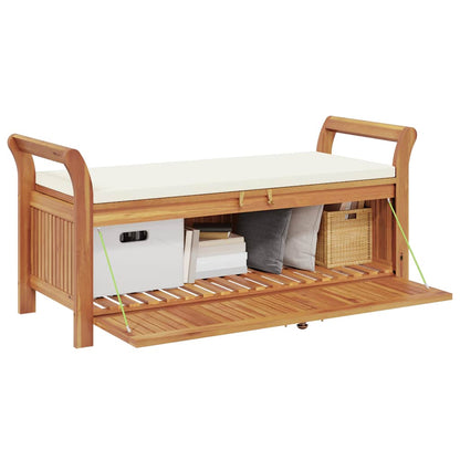 Garden Storage Bench With Cushion 126 Cm Solid Wood Acacia
