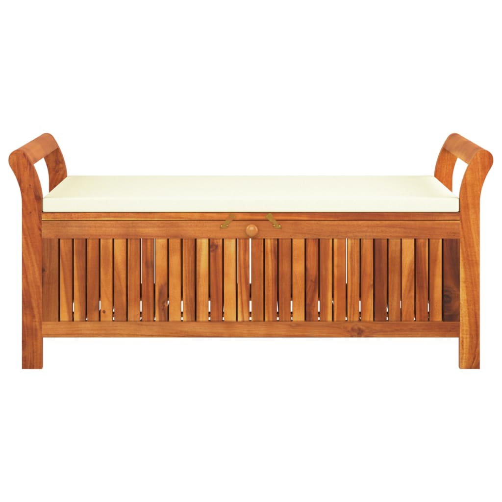 Garden Storage Bench With Cushion 126 Cm Solid Wood Acacia