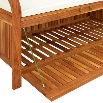 Garden Storage Bench With Cushion 126 Cm Solid Wood Acacia