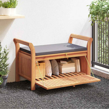 Garden Storage Bench With Cushion 126 Cm Solid Wood Acacia