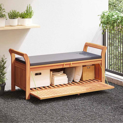 Garden Storage Bench With Cushion 126 Cm Solid Wood Acacia