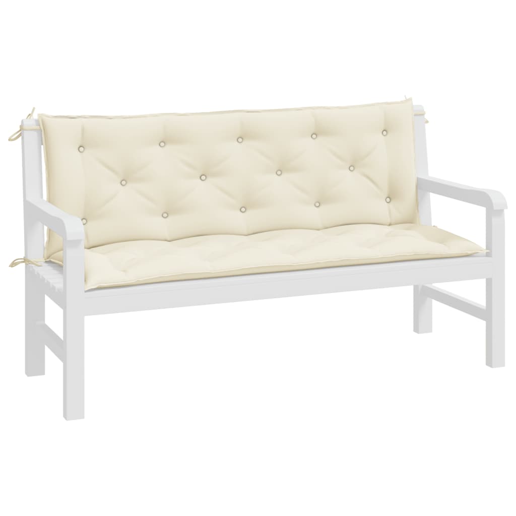 Garden Bench Cushions 2 Pcs White Oxford Fabric
