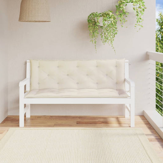 Garden Bench Cushions 2 Pcs White Oxford Fabric