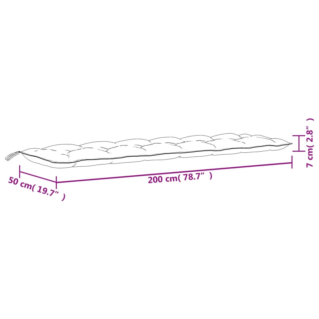 Garden Bench Cushions 2Pcs 200X50X7Cm Oxford Fabric