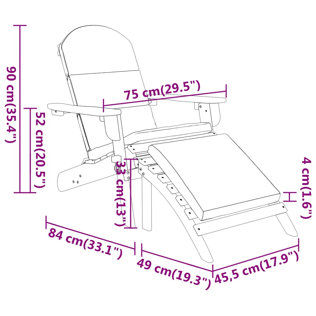 Adirondack Garden Chair Solid Wood Acacia