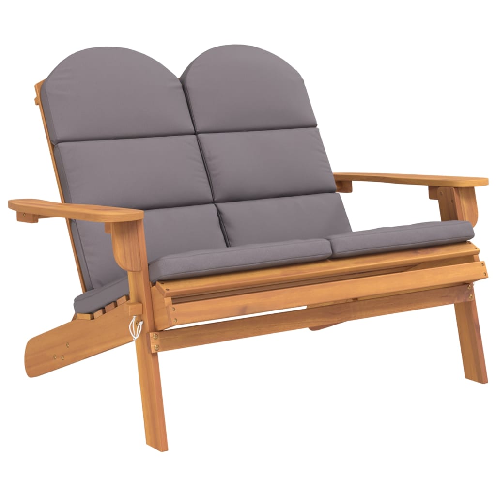 Adirondack Garden Bench With Cushions 126 Cm Solid Wood Acacia