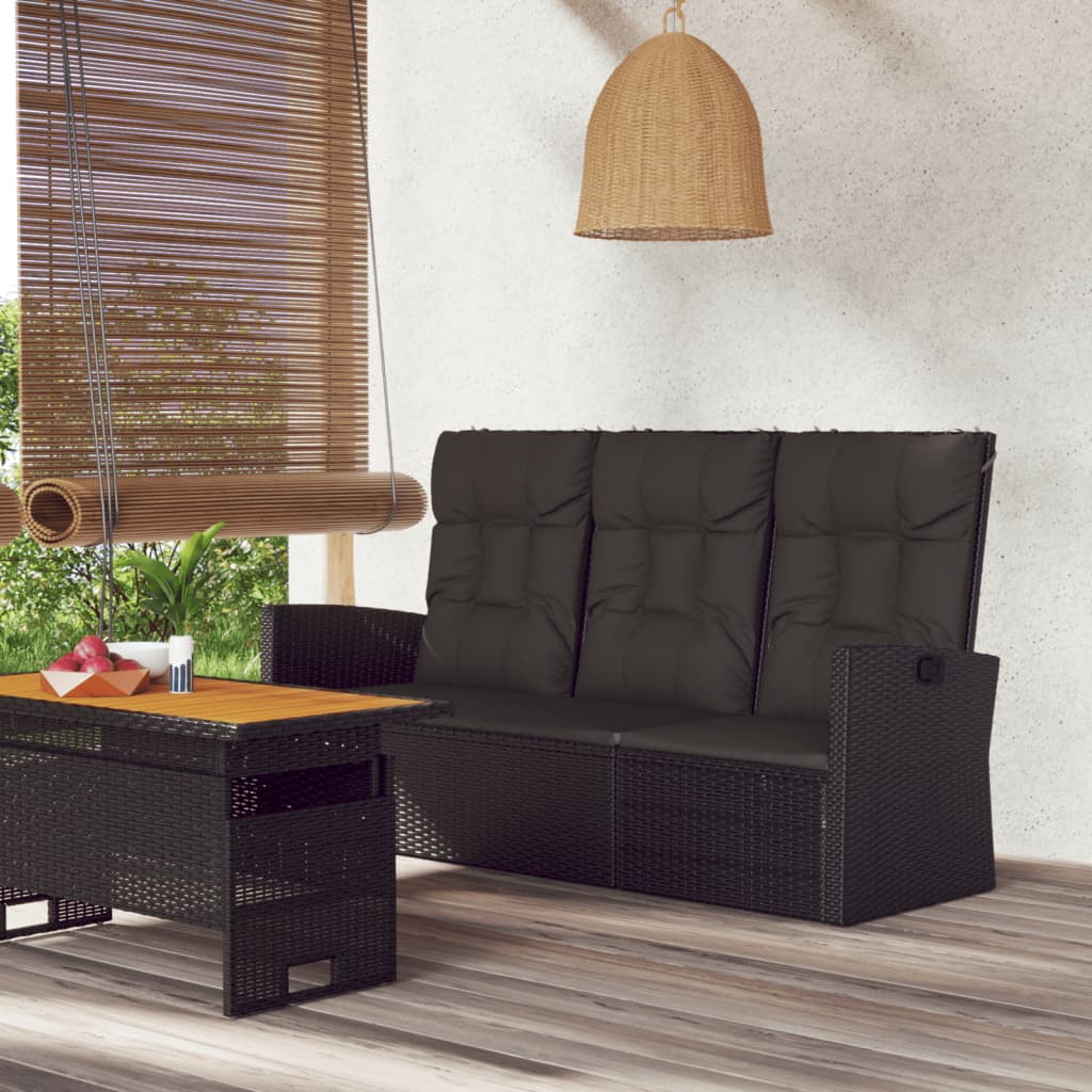 Reclining Garden Bench With Cushions 173 Cm Poly Rattan
