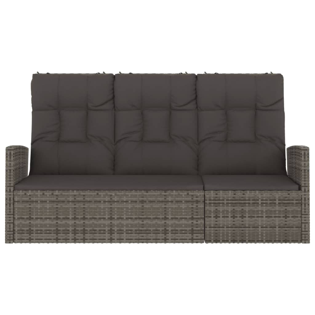 Reclining Garden Bench With Cushions 173 Cm Poly Rattan