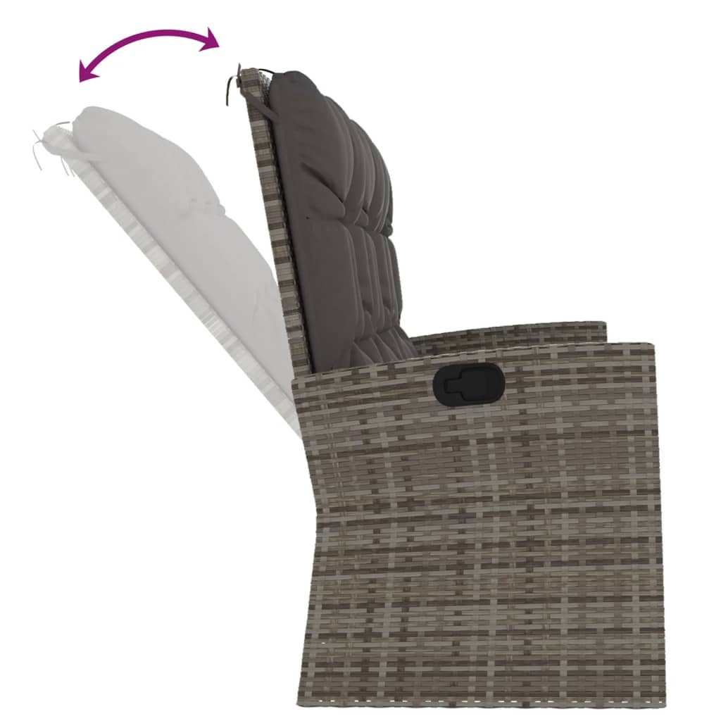 Reclining Garden Bench With Cushions 173 Cm Poly Rattan