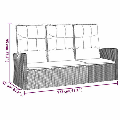 Reclining Garden Bench With Cushions 173 Cm Poly Rattan