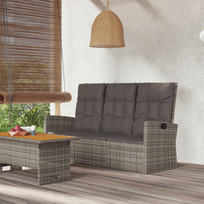 Reclining Garden Bench With Cushions 173 Cm Poly Rattan