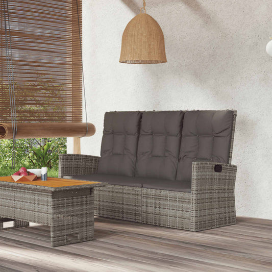 Reclining Garden Bench With Cushions 173 Cm Poly Rattan