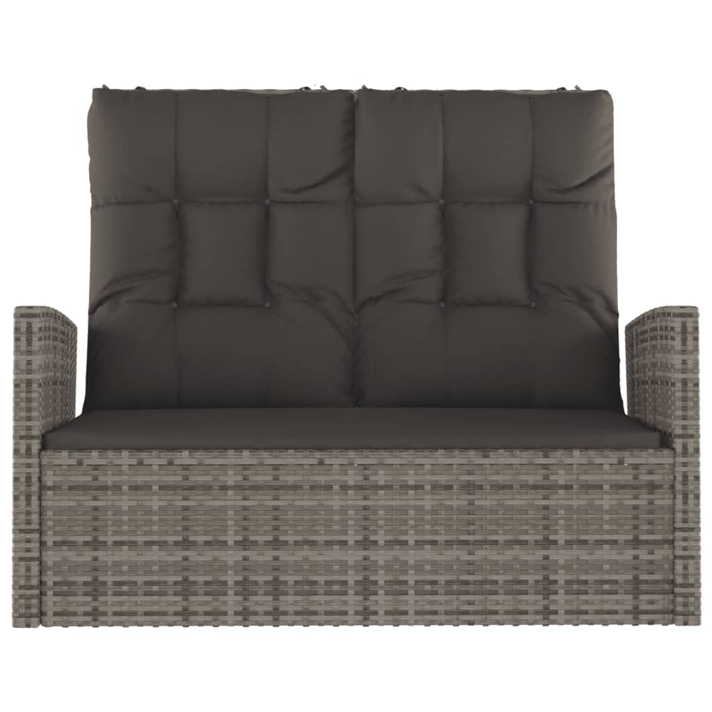 Reclining Garden Bench With Cushions 118 Cm Poly Rattan