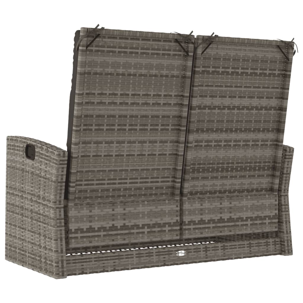 Reclining Garden Bench With Cushions 118 Cm Poly Rattan