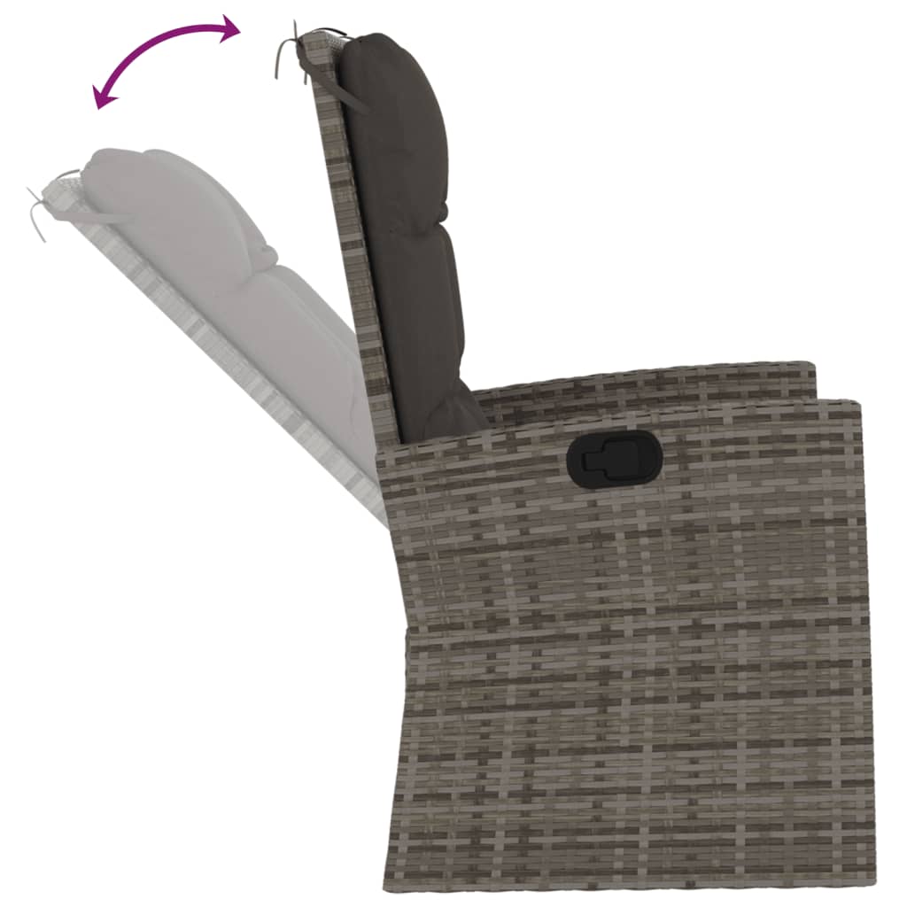 Reclining Garden Bench With Cushions 118 Cm Poly Rattan