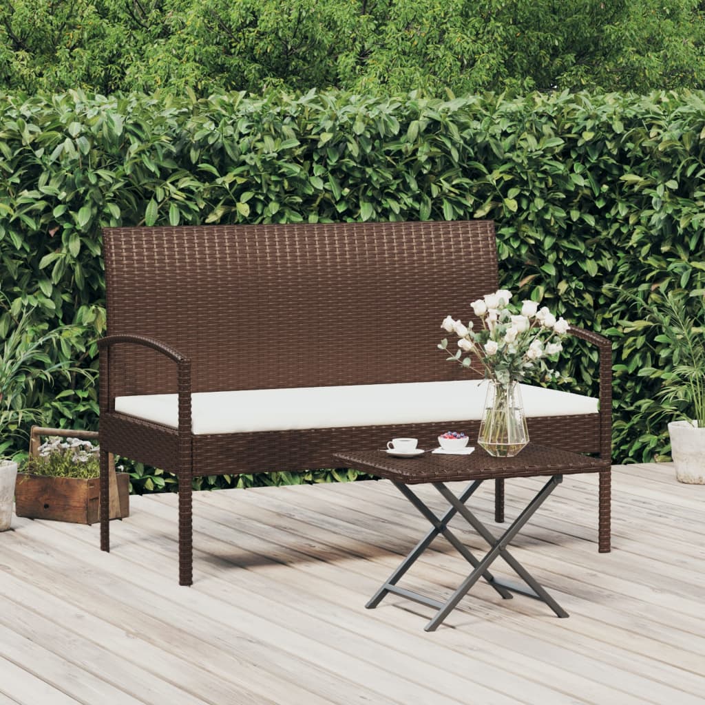 Garden Bench With Cushion 105 Cm Poly Rattan