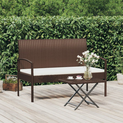 Garden Bench With Cushion 105 Cm Poly Rattan