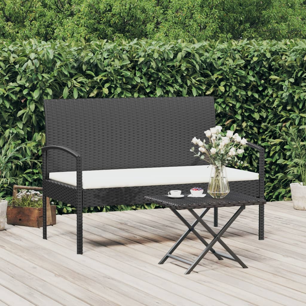 Garden Bench With Cushion 105 Cm Poly Rattan