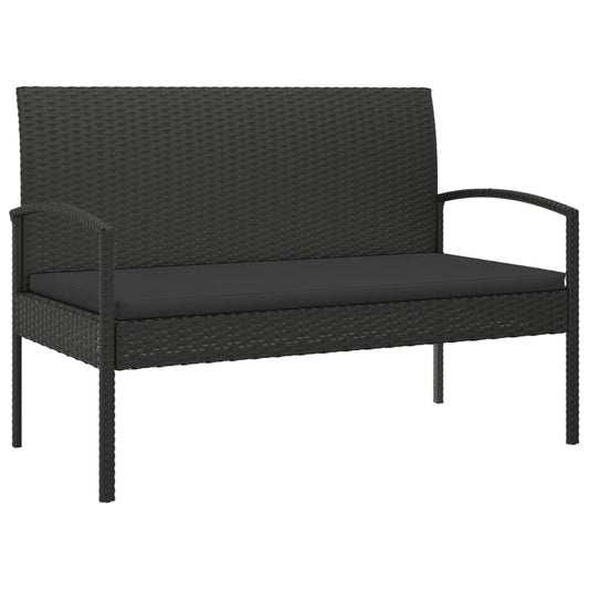 Garden Bench With Cushion 105 Cm Poly Rattan