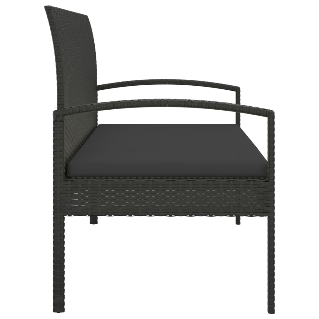 Garden Bench With Cushion 105 Cm Poly Rattan