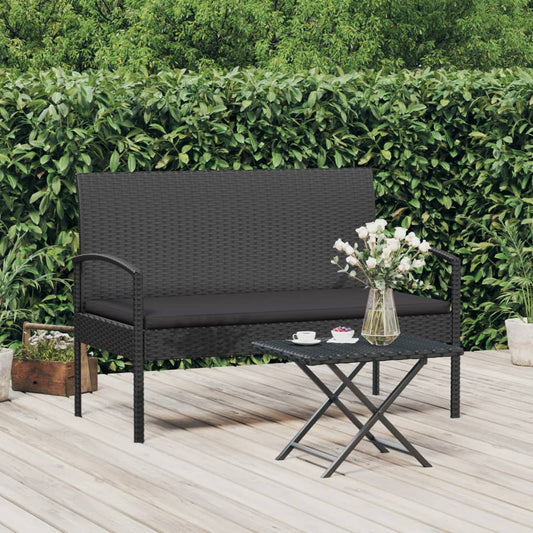Garden Bench With Cushion 105 Cm Poly Rattan