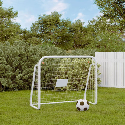 Football Goal With Net White Steel&Polyester