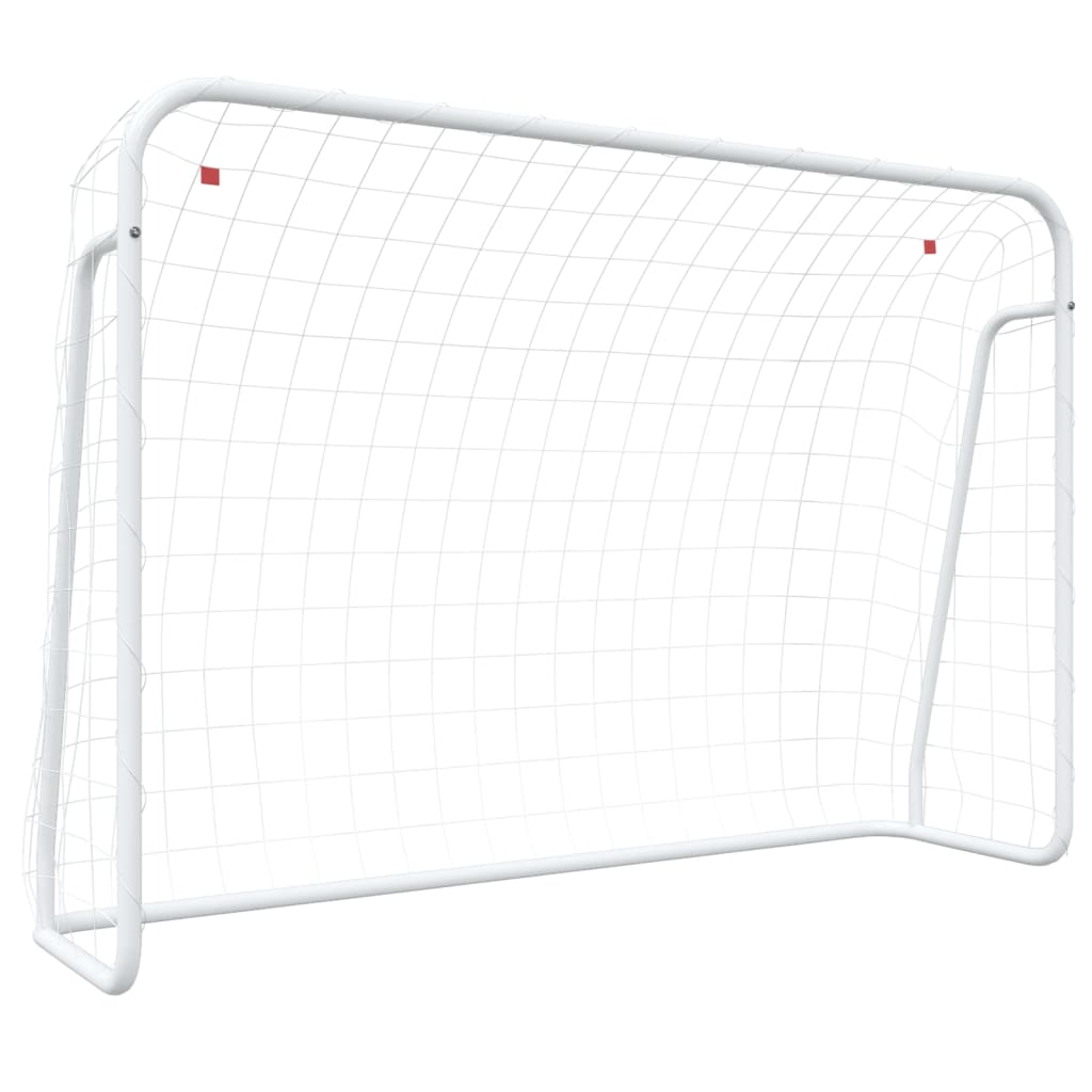 Football Goal With Net White Steel&Polyester