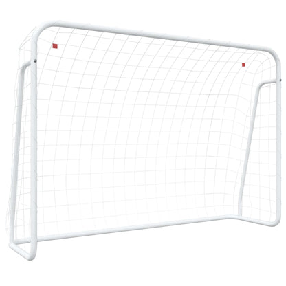 Football Goal With Net White Steel&Polyester