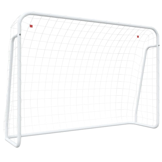 Football Goal With Net White Steel&Polyester