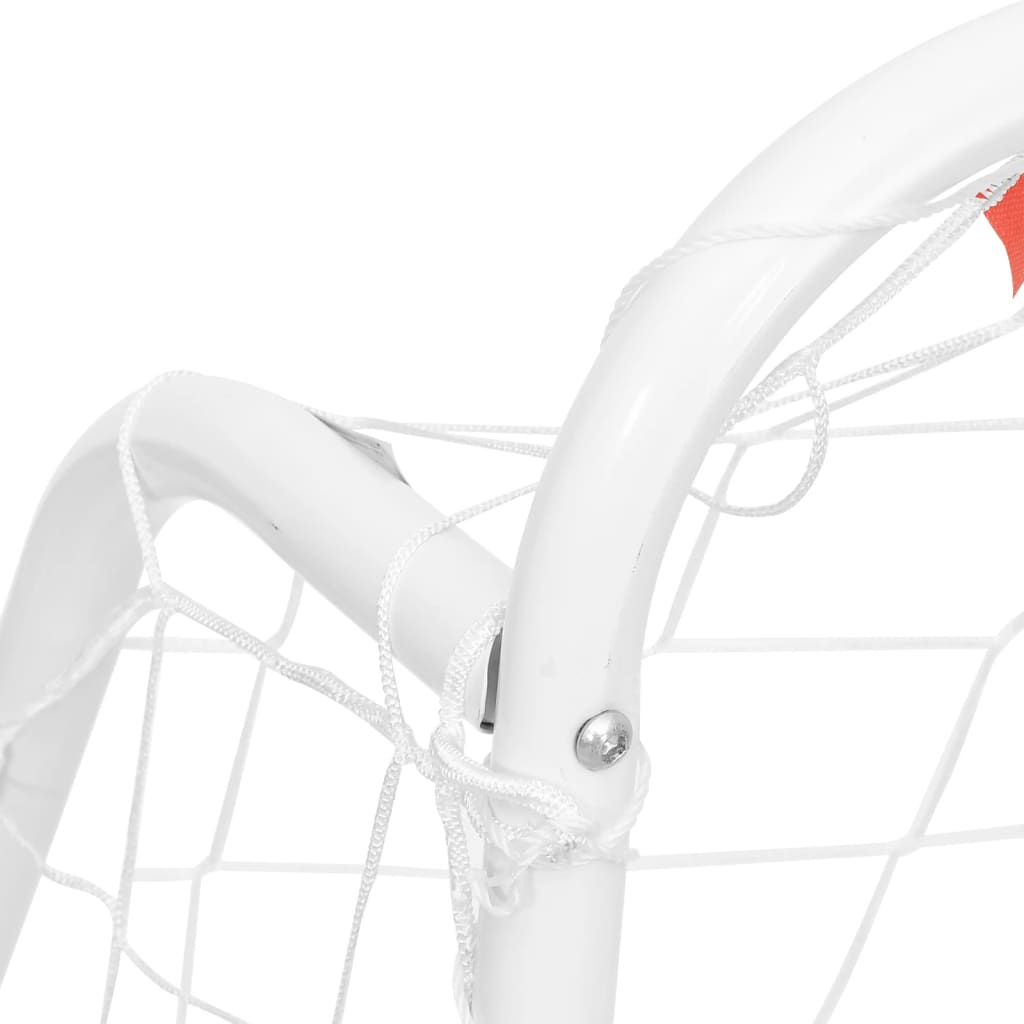 Football Goal With Net White Steel&Polyester