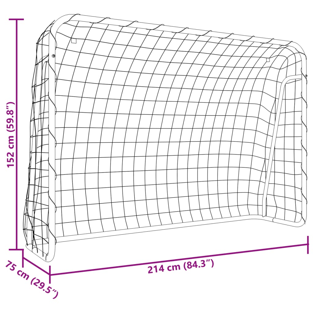 Football Goal With Net White Steel&Polyester
