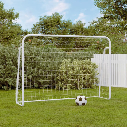 Football Goal With Net White Steel&Polyester