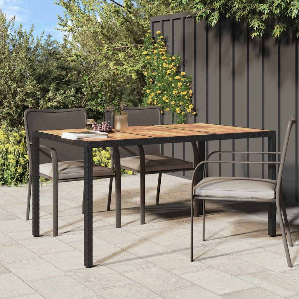 Garden Table Poly Rattan And Acacia Wood